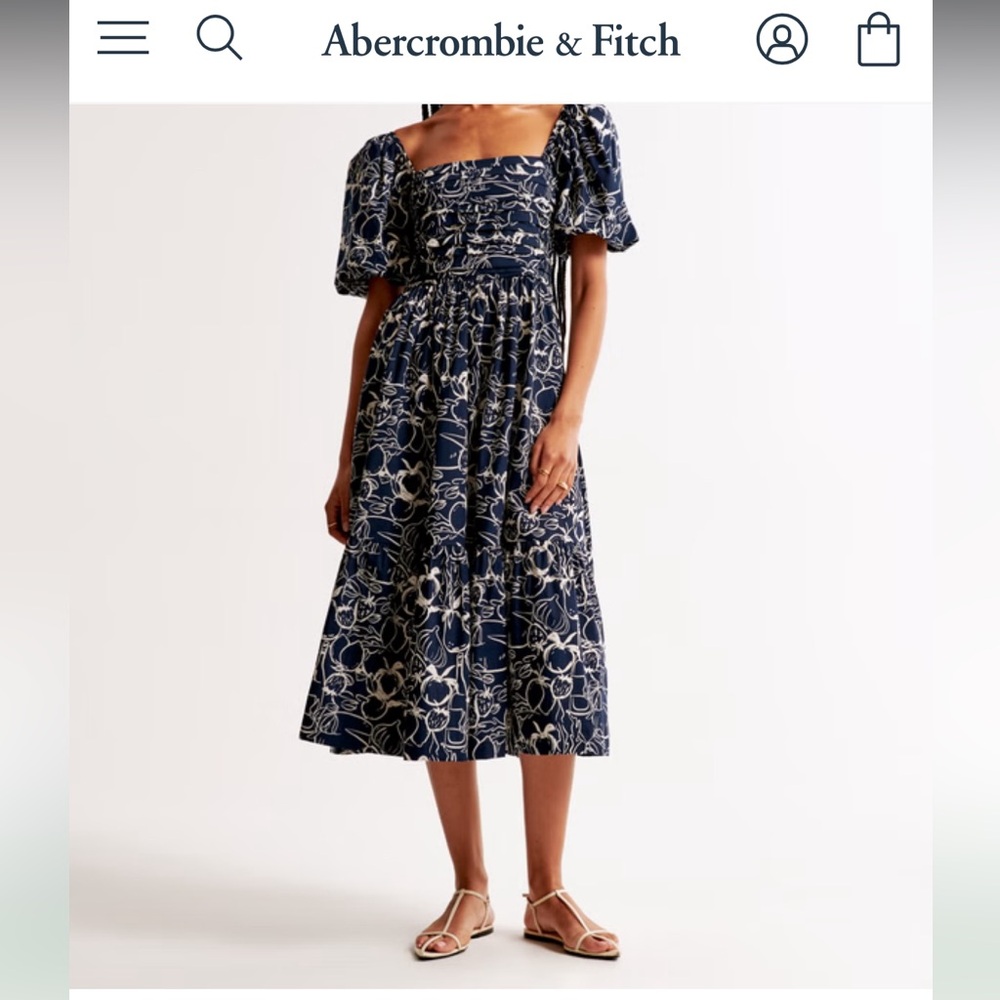 A&F Emerson Poplin Puff Sleeve Midi Dress